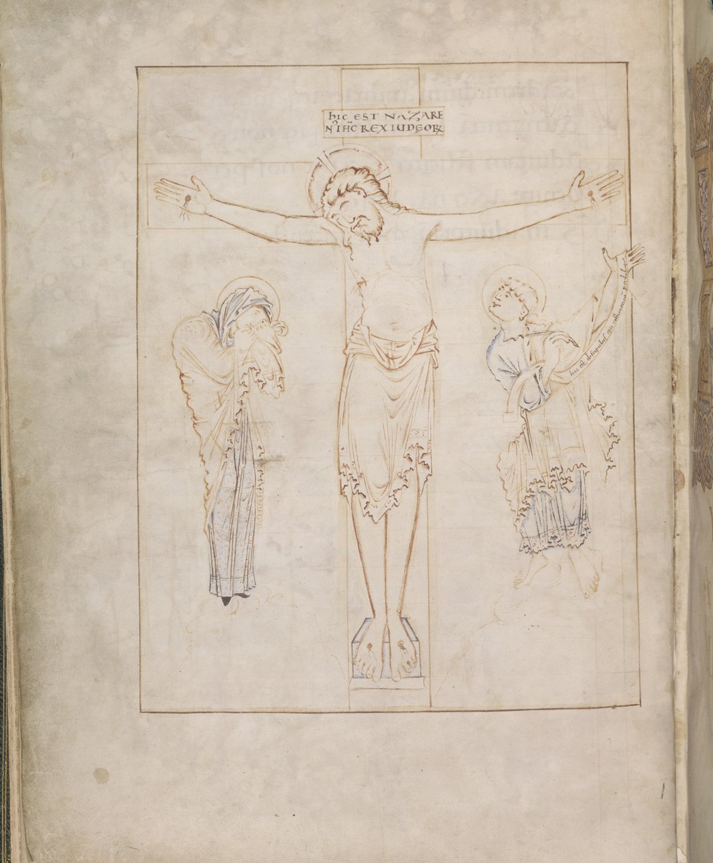 Harley 2904, f.3v, Çarmıha Gerilme; Bakire ve St. John, Ramsey Psalter