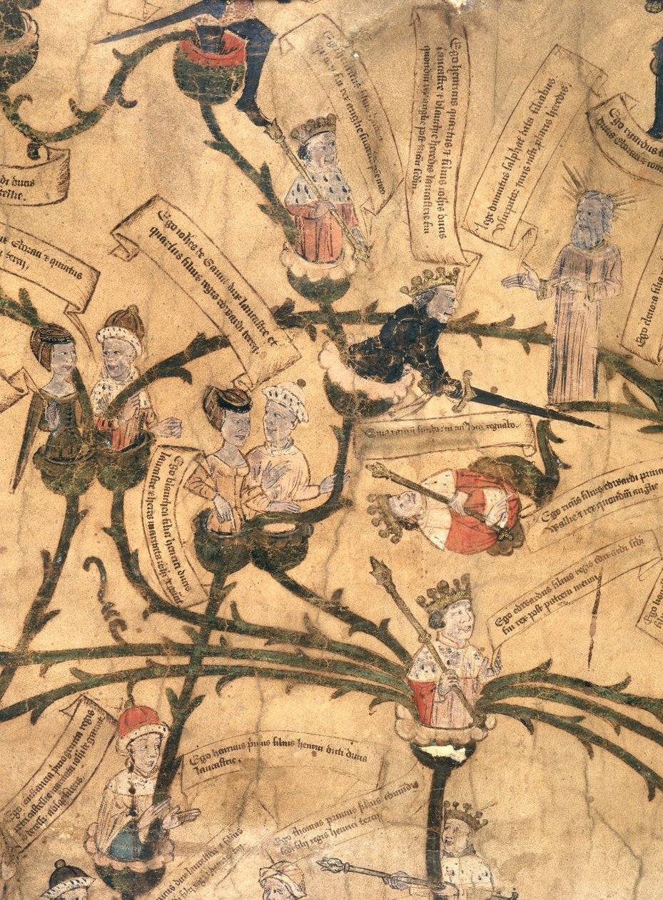 Harley 7353. Henry IV (1367-1413) soy ağacını kesiyor by English School