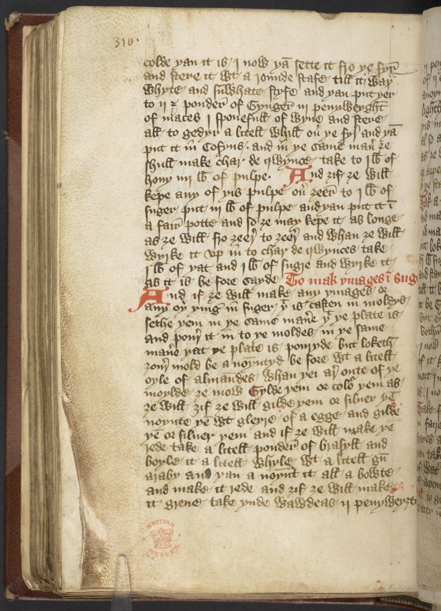 Harley MS 2378 Tıbbi ve mutfak tarifleri, c.1395 (parşömen üzerine mürekkep) by English School