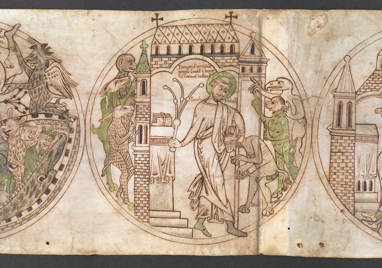 Harley Roll Y 6, Roundel 9, Roundel of St Guthlac (