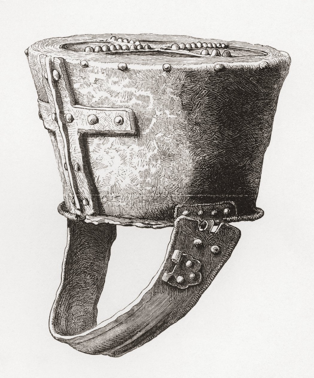 İngiltere, Pomeroy Kalesi'nden miğfer, yaklaşık 12. yüzyıldan kalma, The British Army: Its Origins, Progress and Equipment, 1868'de yayınlandı. by English School