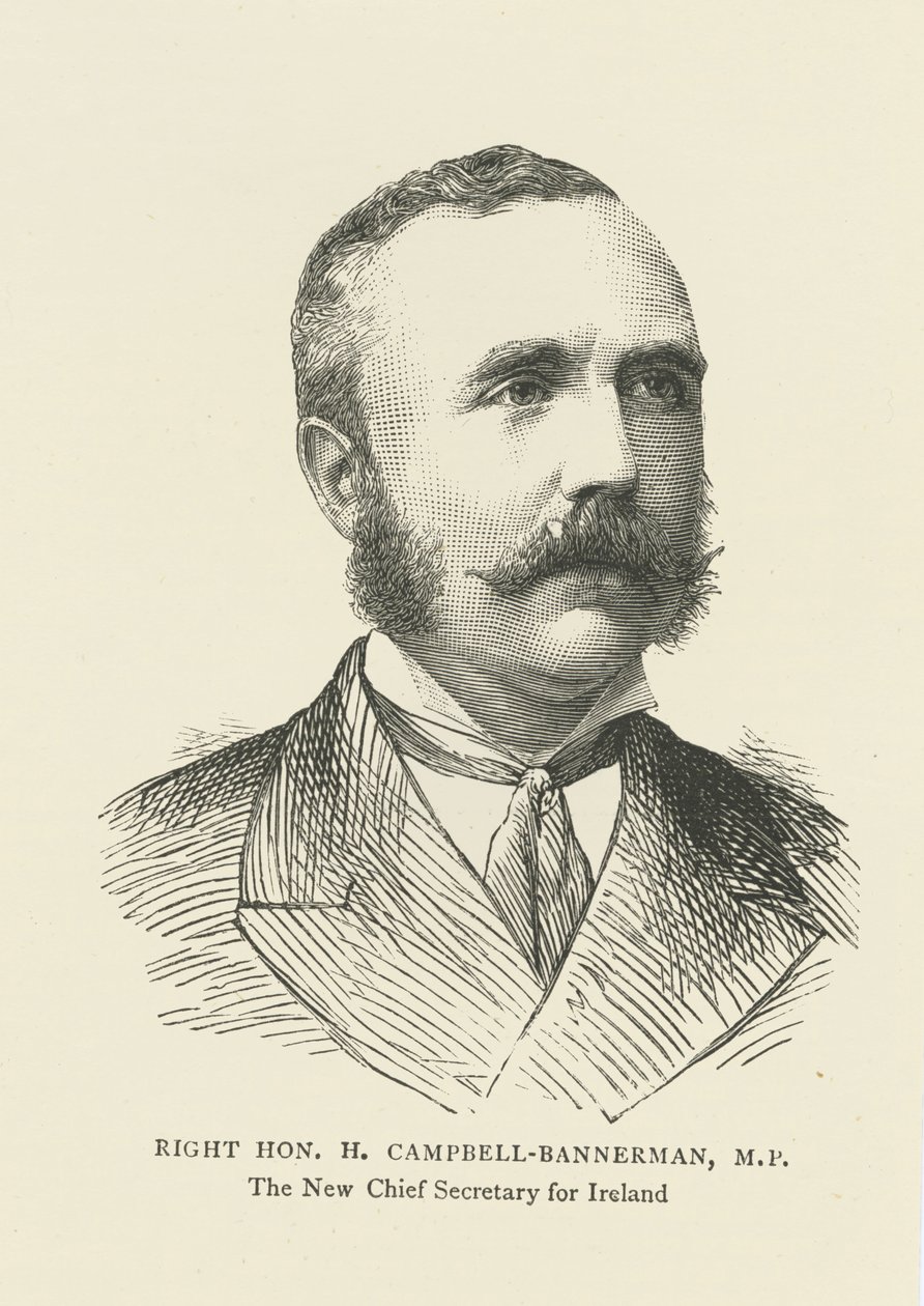 Henry Campbell-Bannerman İrlanda Genel Sekreteri olarak (gravür) by English School