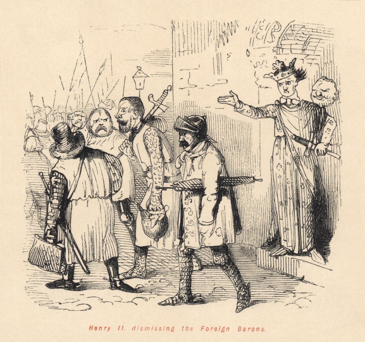Henry II (1133-89) yabancı baronları görevden alıyor by English School