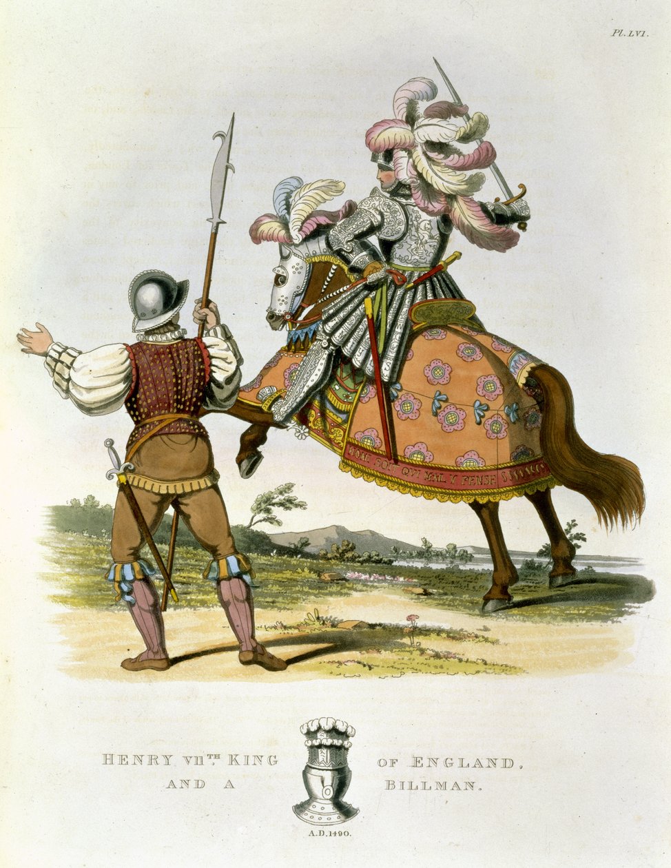 Henry VII, İngiltere Kralı (1457-1509) ve bir Billman, 1490, Antik Zırh, Samuel Rush Meyrick, 1824 by English School