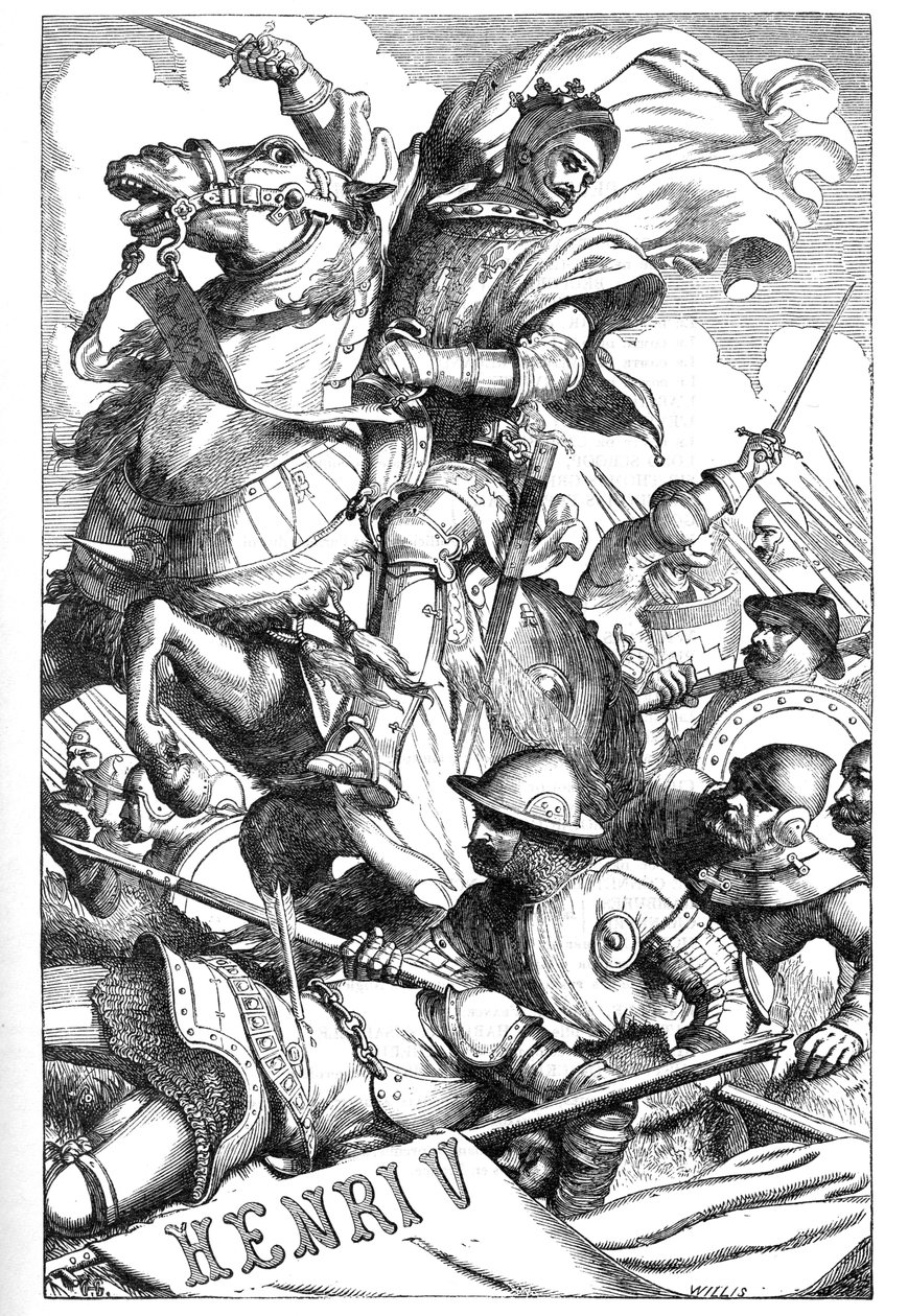 Henry V - (Beşinci Henry'nin Chronicle Tarihi) - “” William Shakespeare'i Tamamlıyor” da İllüstrasyon 1866 - Bu baskının çizimleri ve genel biçimi, Cassell'in Londra'da yayınlanan resimli Shakespeare'inden ödünç alınmıştır. by English School
