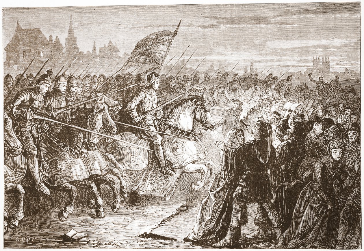 Henry V'nin bir Lollard Konvansiyonu'na saldırısı, James Aitken Wylie'nin (1808-1890) 'Protestanlığın Tarihi'nden bir örnek, pub. 1878 (gravür) by English School
