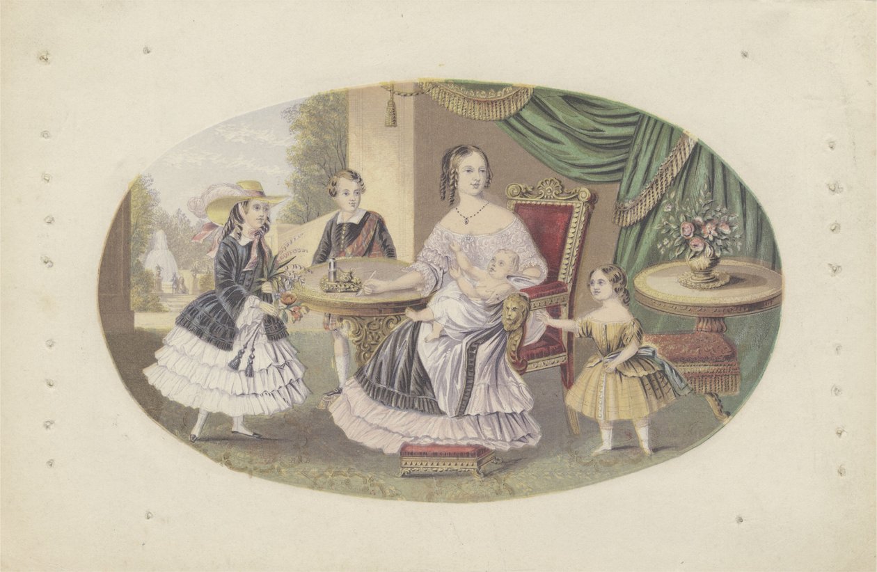 Majesteleri Kraliçe Victoria ve Ailesi, 1851 dolayları (aquatint) by English School