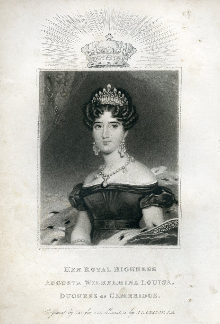 Ekselansları Augusta Wilhelmina Louisa, Cambridge Düşesi, 1830 by English School