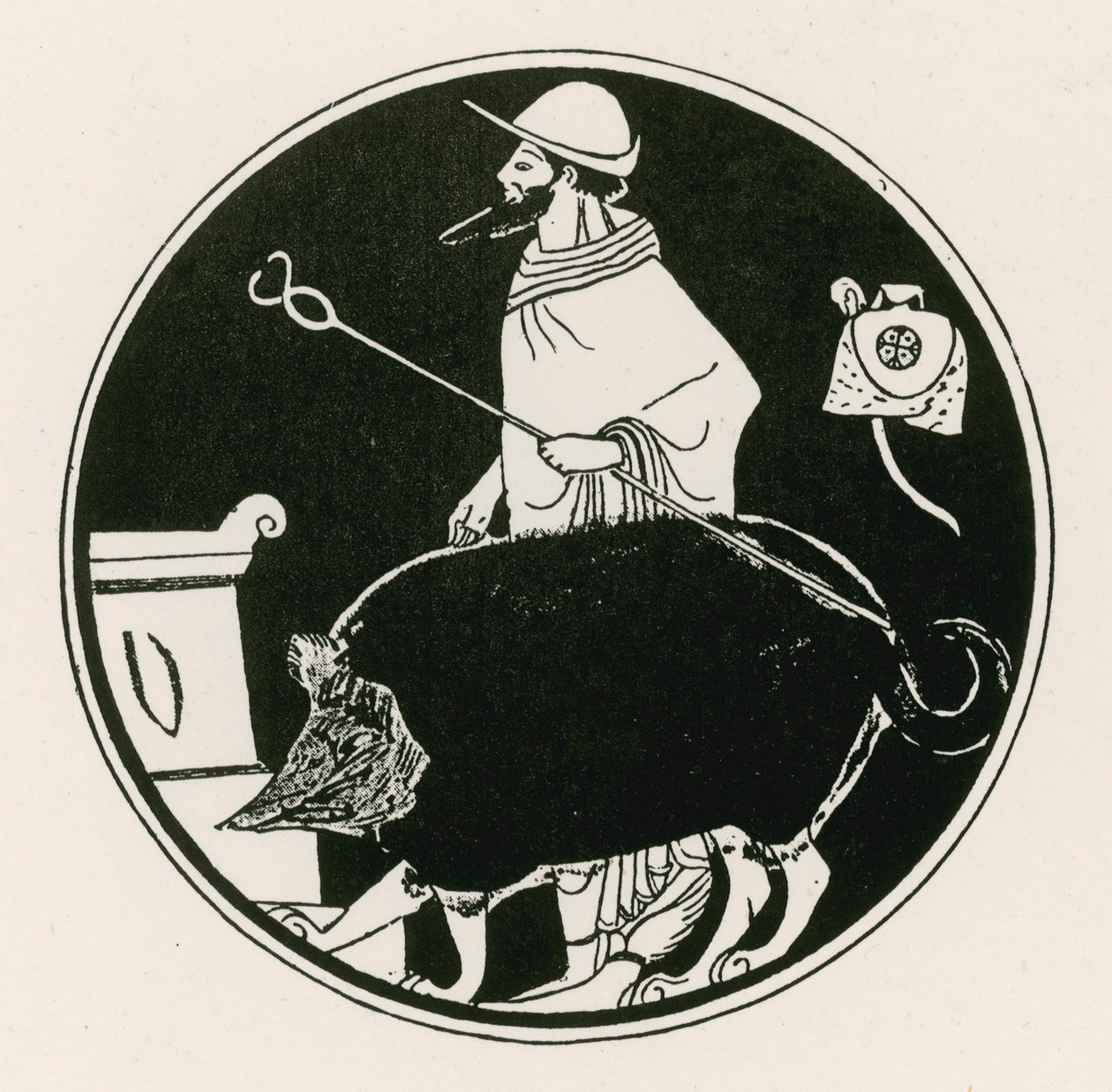 Hermes ve maskeli köpek (gravür) by English School