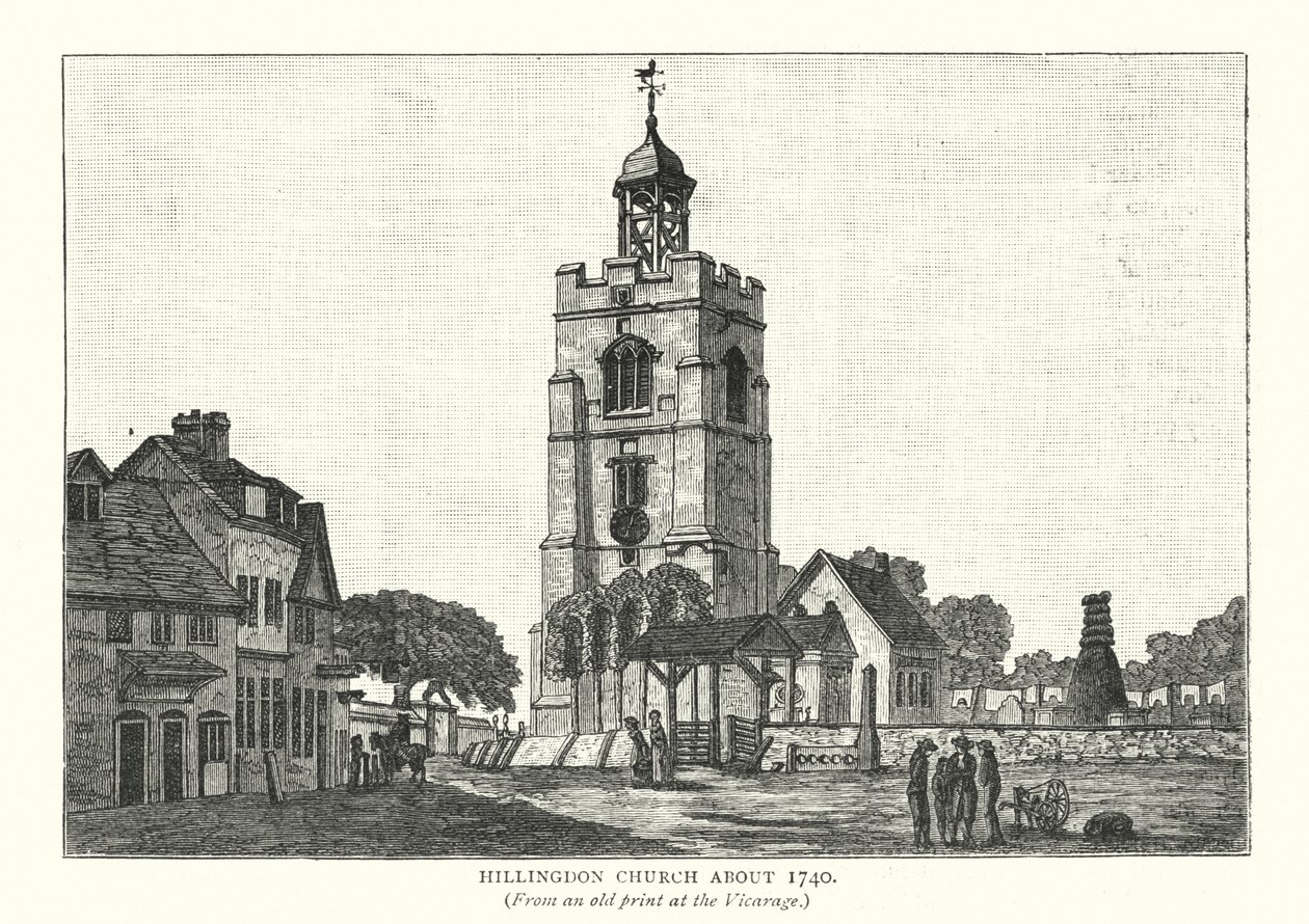 Hillingdon Kilisesi yaklaşık 1740 (gravür) by English School