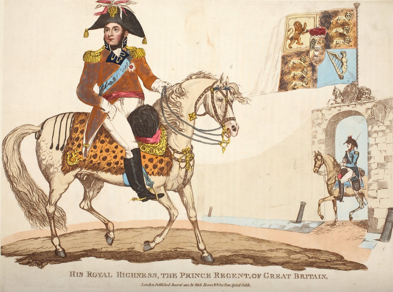 Ekselansları, Büyük Britanya Prensi Vekili, pub. Richard Evans, engr Romney, William Mudford, 1816 (renkli gravür) tarafından Waterloo Savaşı