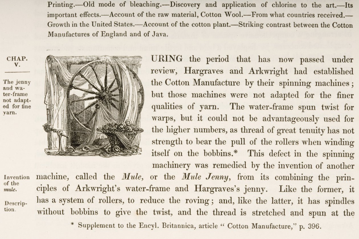 Historiated initial D, from a book on British Cotton Manufacturing  by English School