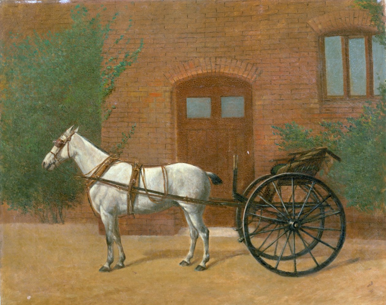 Bir jaunting arabasına bağlanan at (416405) by English School
