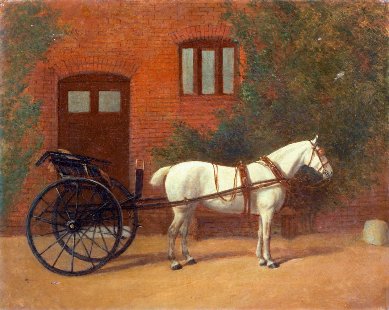 Bir jaunting arabasına bağlanan at (416406) by English School