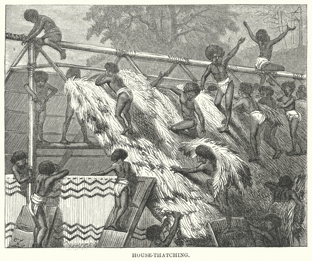 House-Thatching (gravür) by English School