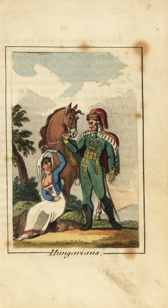 Bir peçe giyen kadınla Macar Hussar by English School