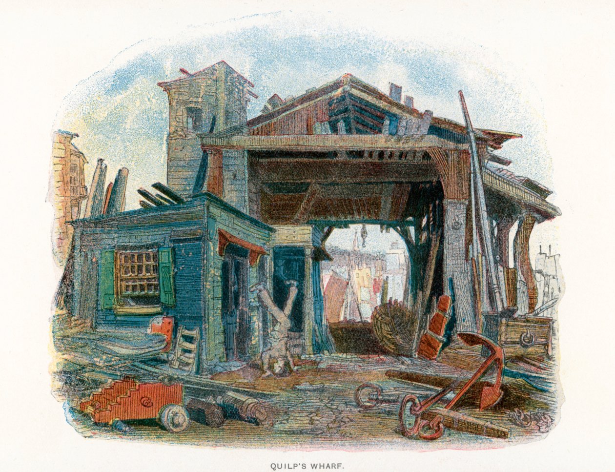 The Old Curiosity Shop için illüstrasyon (renkli taş baskı) by English School