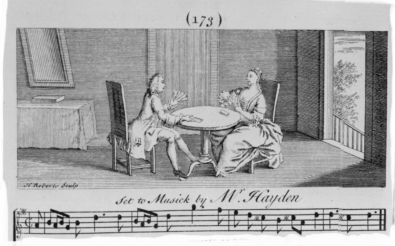 H. Roberts tarafından oyulmuş Joseph Haydn tarafından Notalara İllüstrasyon by English School