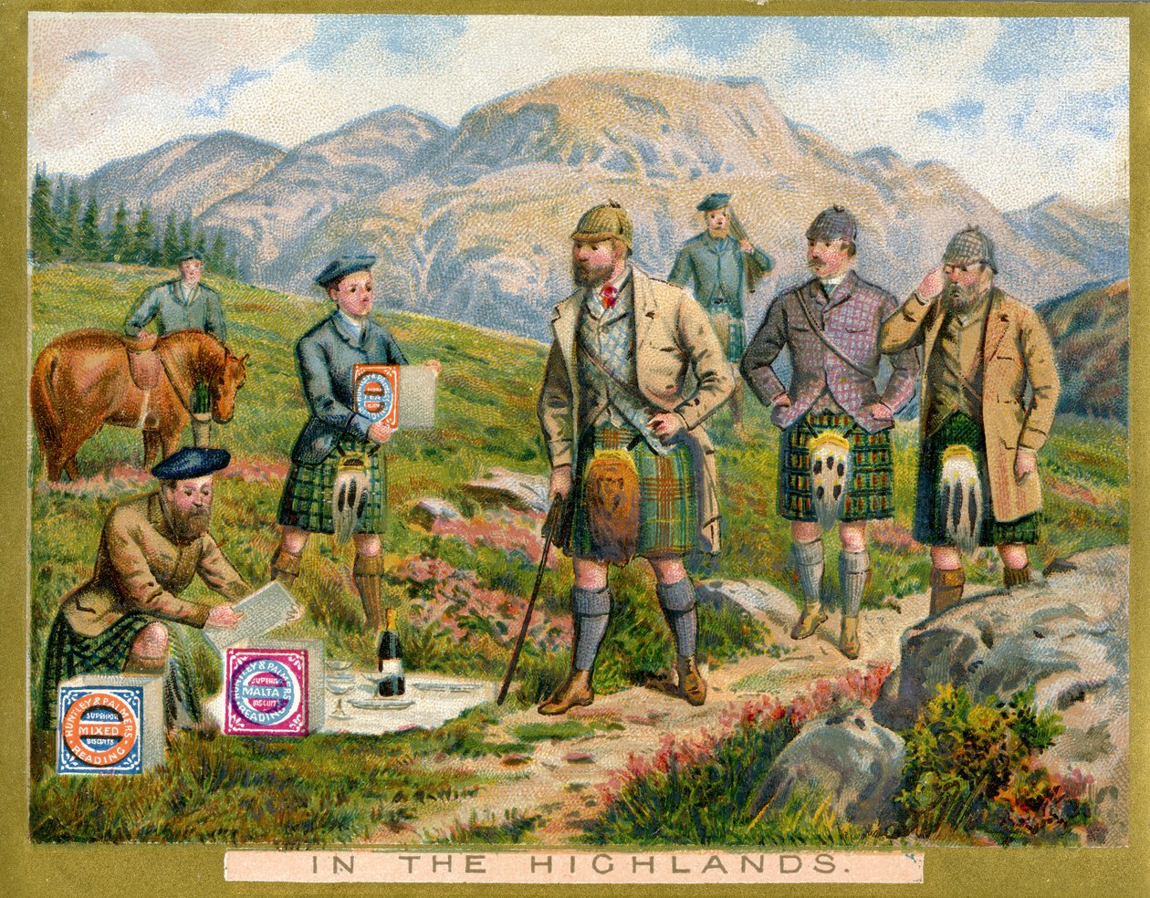 In the Highlands, Huntley & Palmers Biscuits için bir promosyon kartı, c.1890 by English School