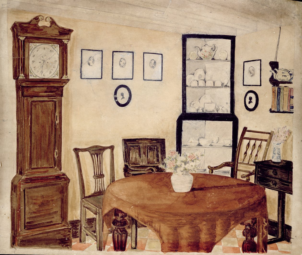 Bir Antikacı Evi İçi, 1870 c. (kağıt üzerinde wc) by English School