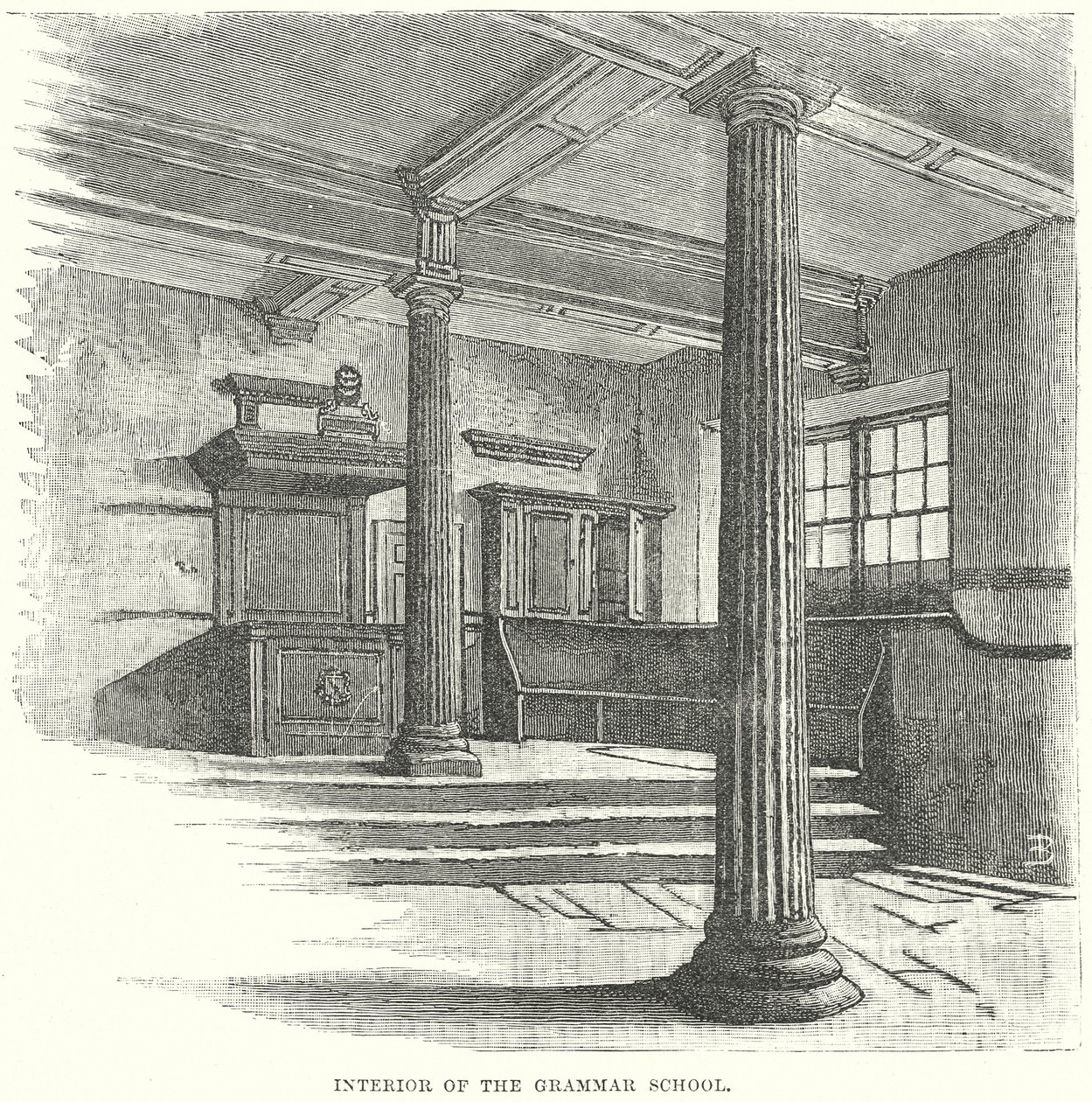 Dilbilgisi Okulunun İç Mekanı (gravür) by English School