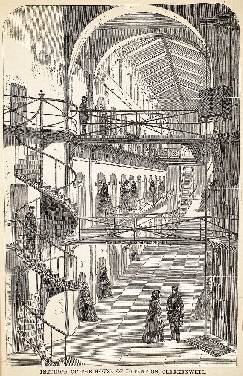 Gözaltı Evinin İçi, Clerkenwell, Londra Suçlu Hapishanelerinden bir çizim ve Henry Mayhew ve John Binny tarafından Hapishane Hayatından Sahneler, pub. 1862 by English School