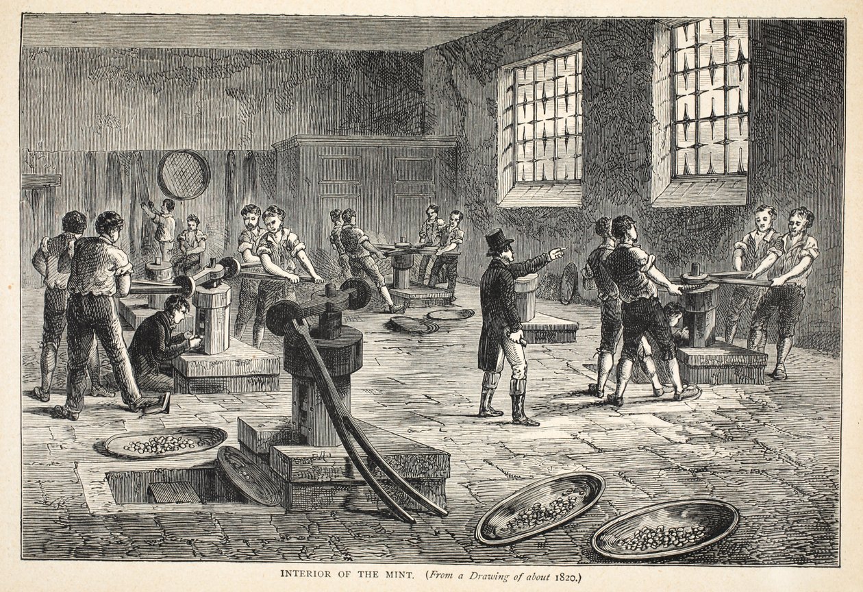 Darphanenin içi, yaklaşık 1820 tarihli bir çizimden by English School