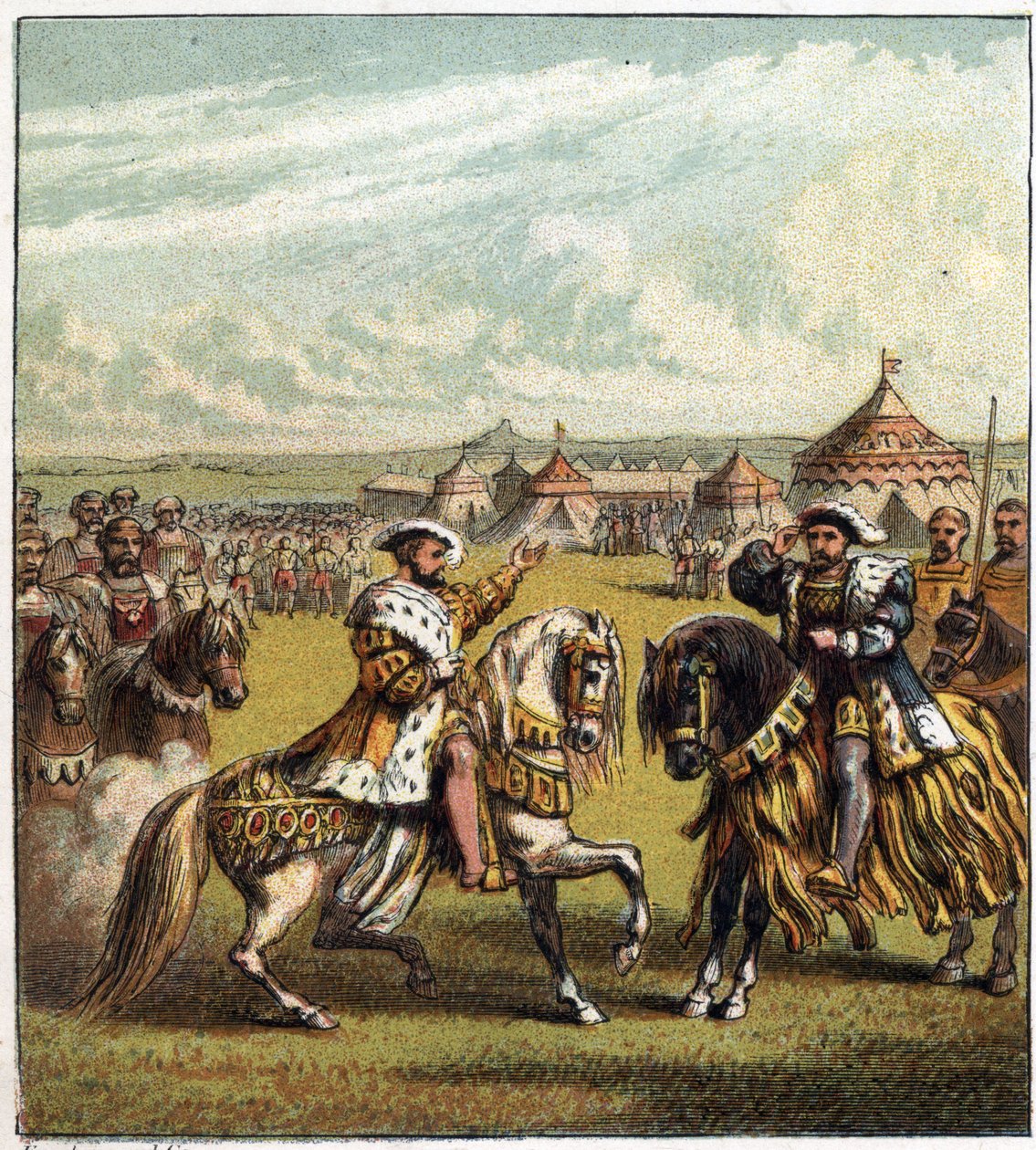Fransa ve İngiltere kralları François I (1494-1547) ve Henry VIII (1491-1547) ile 7 Haziran