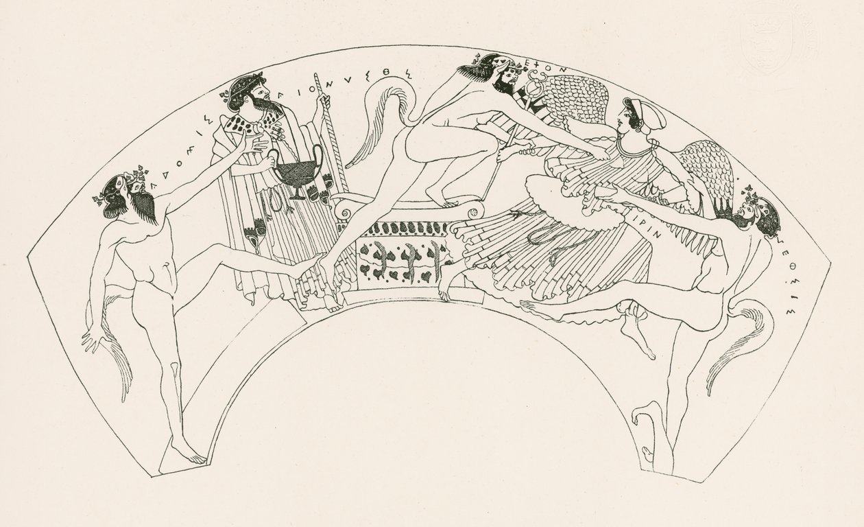 Satyrler tarafından saldırıya uğrayan İris ve Hera (gravür) by English School