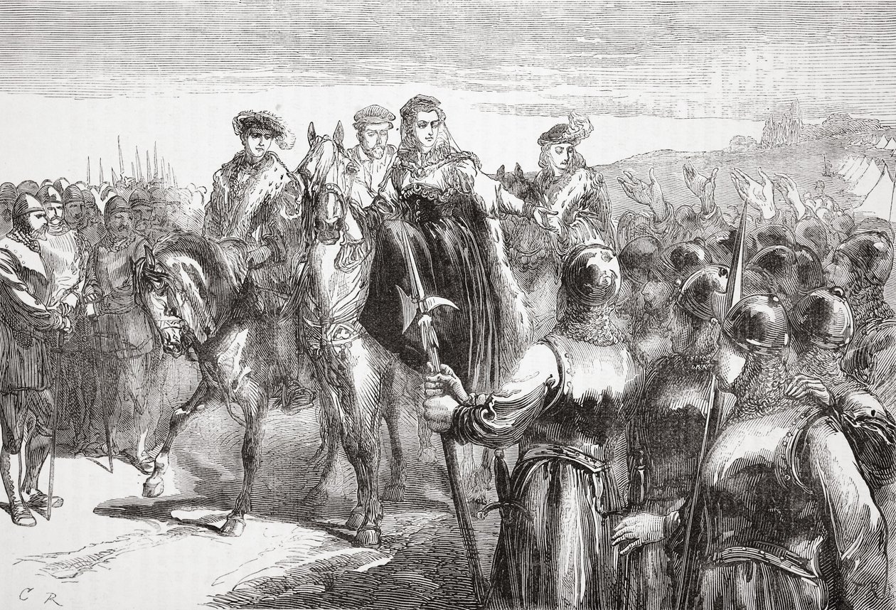 Jeanne DAlbret, Navarre Kraliçesi, Huguenot askerlerine hitap ederken, James Aitken Wylie