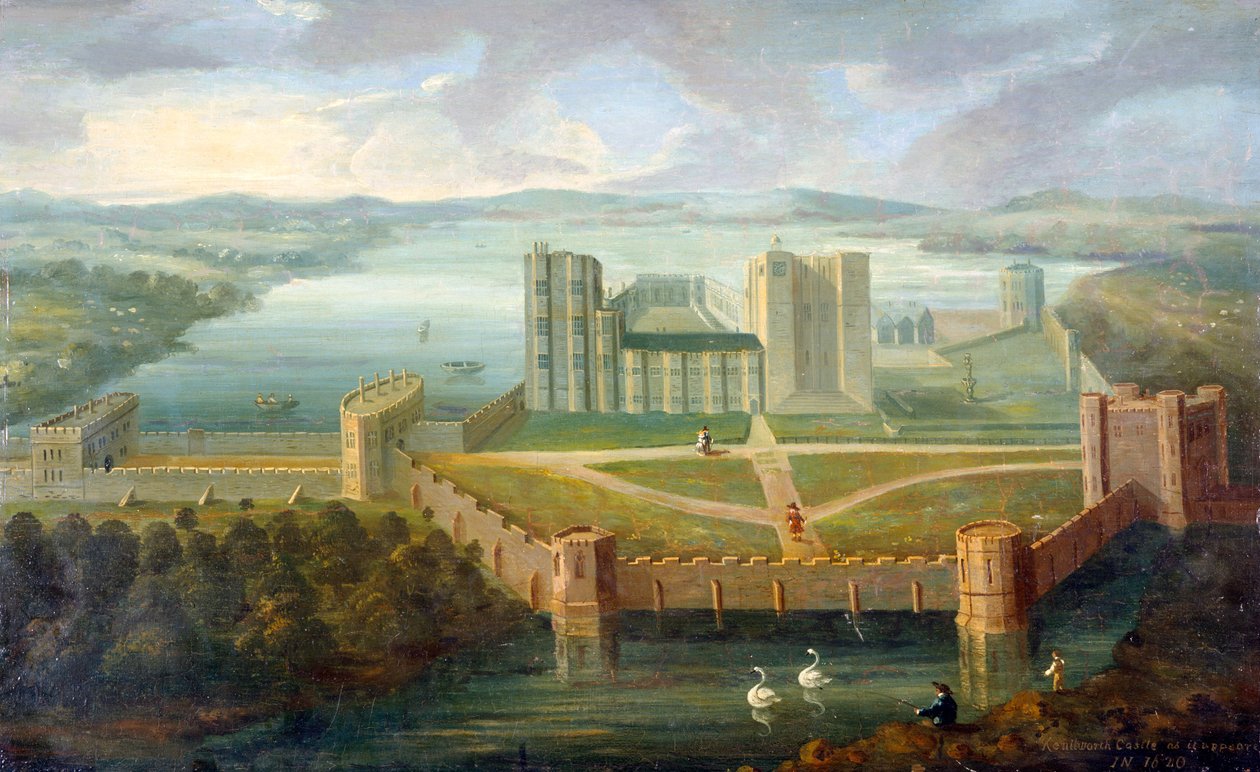 Kenilworth Kalesi, Warwickshire (tuval üzerine yağlıboya) by English School