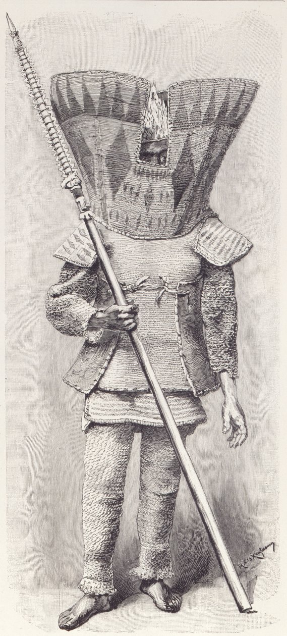 Kingsmill Islander tam zırhlı, The History of Mankind, Vol.1, Prof, Friedrich Ratzel, 1896 by English School