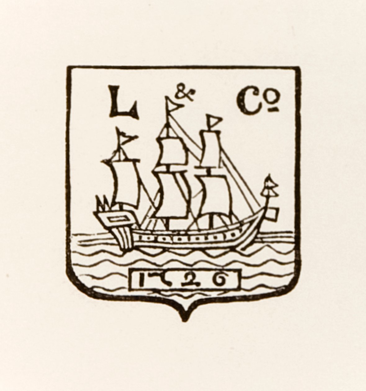 Longmans Green and Company tarafından kullanılan L & Co Ship 1726 logosu by English School