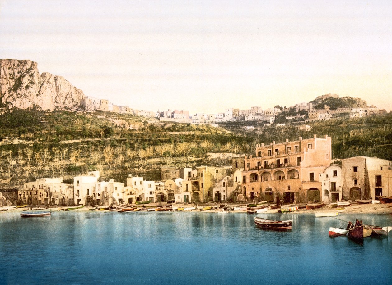 Marina Grande ve Capri (el boyaması fotoğraf) by English School