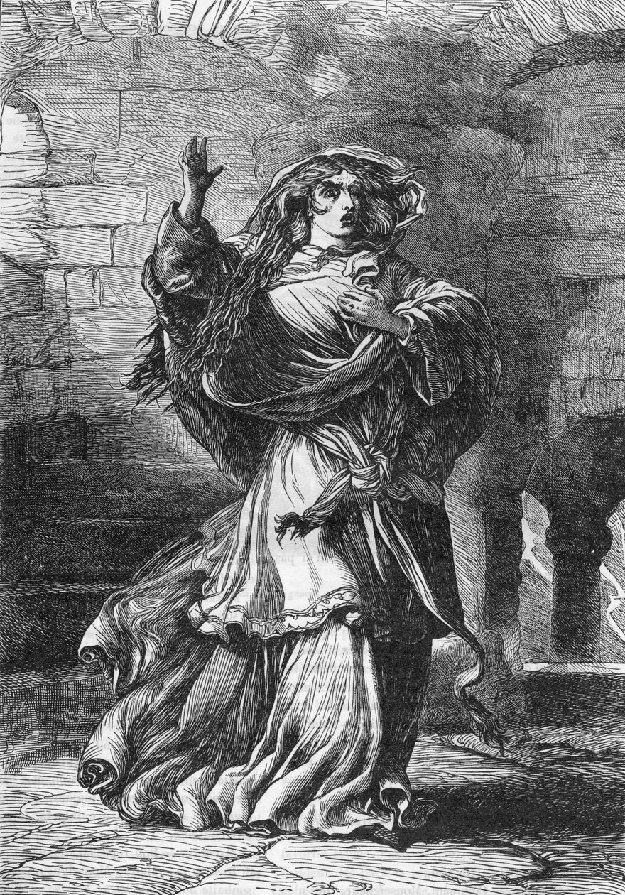 Lady Macbeth (Perde II) (Macbeth) - “” William Shakespeare'i Tamamlıyor” da İllüstrasyon 1866 - Bu baskının çizimleri ve genel biçimi, Londra'da yayınlanan Cassell'in resimli Shakespeare'inden ödünç alınmıştır. by English School