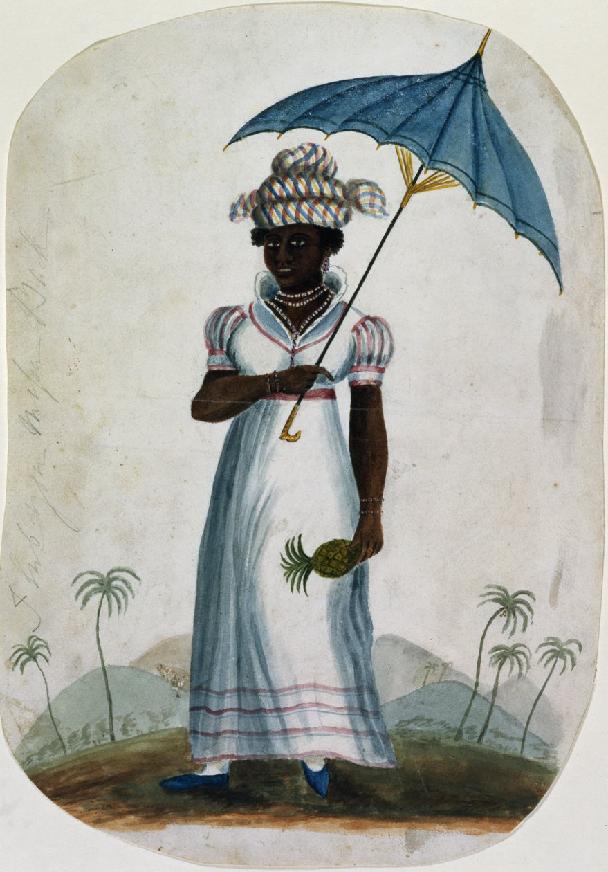Şemsiyeli Ananaslı Kadın, 1840 dolayları (kağıt üzerinde wc) by English School