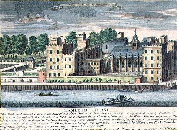 Lambeth Evi, Canterbury Başpiskoposunun İkametgahı, c.1715-37 (gravür) by English School
