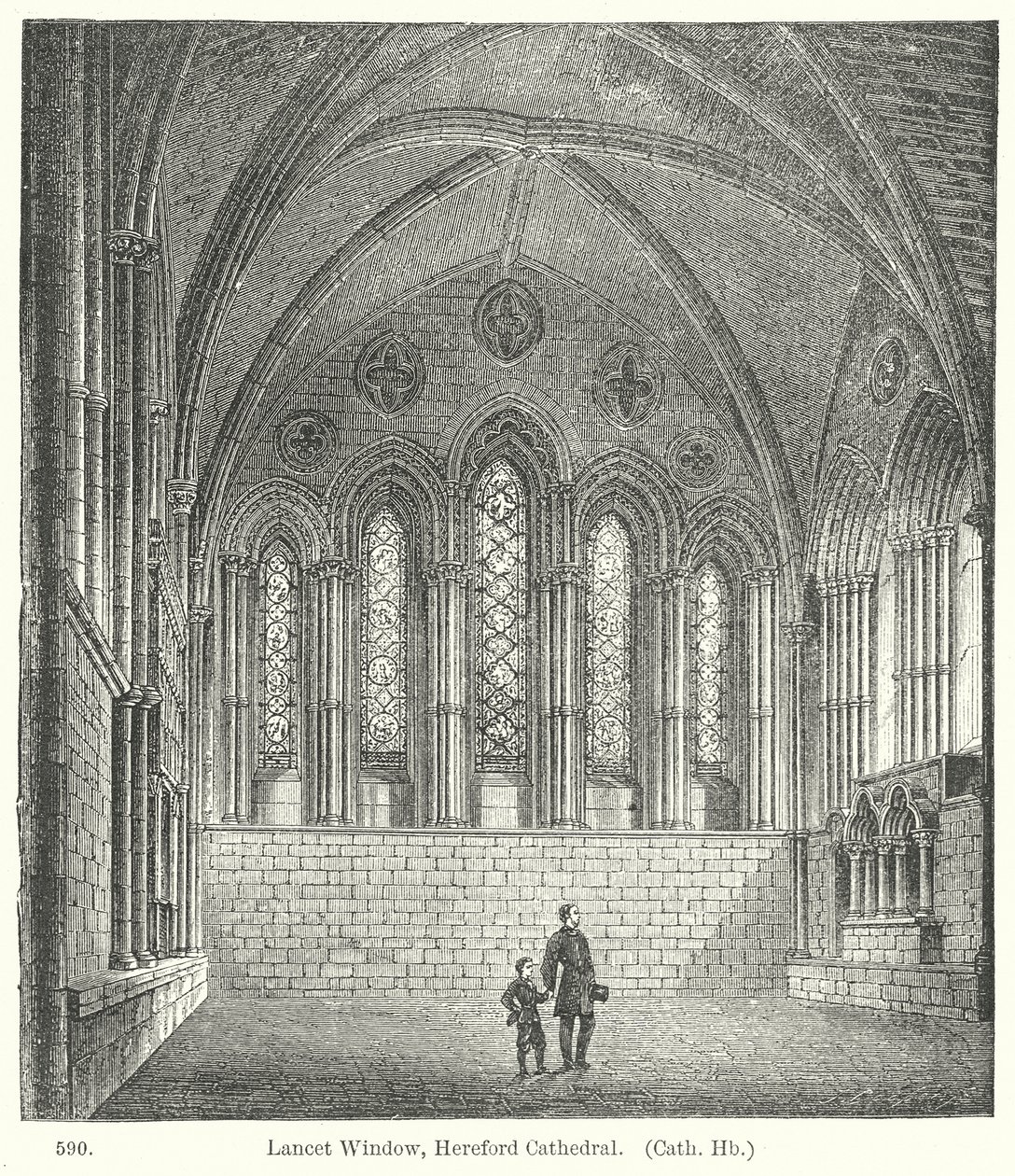 Lancet Penceresi, Hereford Katedrali (gravür) by English School