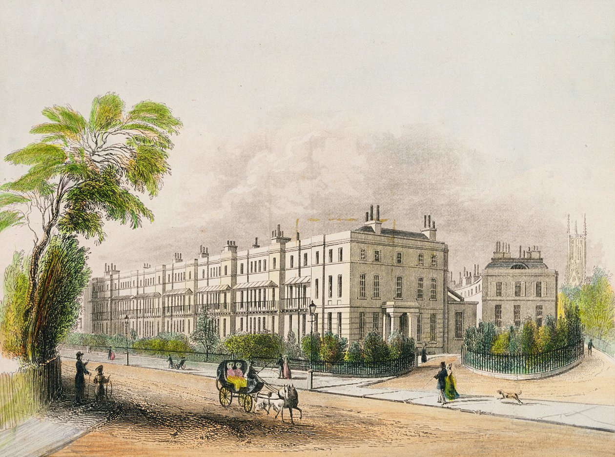 Lansdown Place, Cheltenham, M.D. Eichbaum tarafından litografi ile kazınmış, c.1845 by English School