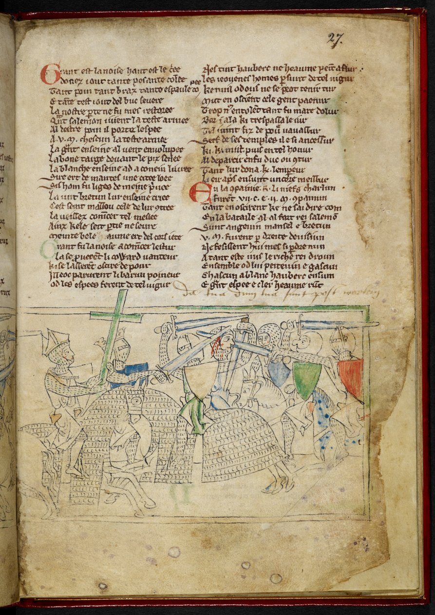 Lansdowne 782 f.27r Atlı şövalyeler arasında bir savaş, 