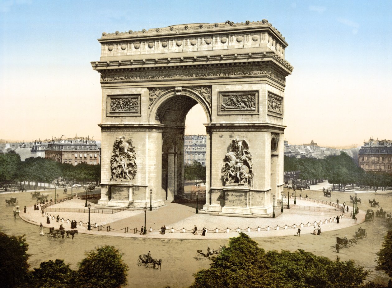 Larc de Triomphe de Letoile, Paris (el boyaması fotoğraf) by English School
