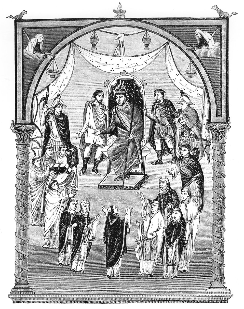 Lat 1 f.423r Fransa Kralı Kel Charles (823-77) tahta çıktı, başrahip Vivian tarafından Tours