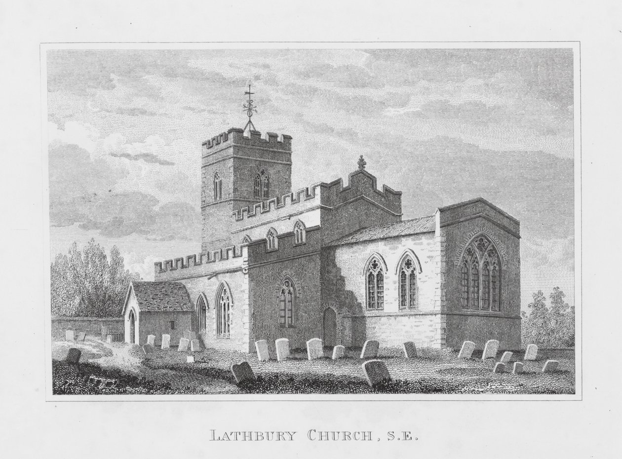 Lathbury Kilisesi, Güney Doğu (gravür) by English School