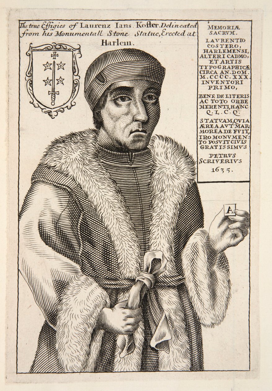 Laurenz Jans Koster, pub. 1683 gravürü. by English School