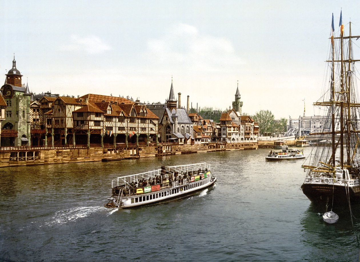 Eski Paris, Seine, Paris görünümü (el renkli fotoğraf) by English School