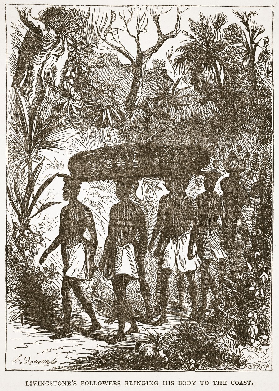 Vücudunu kıyıya getiren Livingstones takipçileri, J. Ewing Richie tarafından David Livingstone