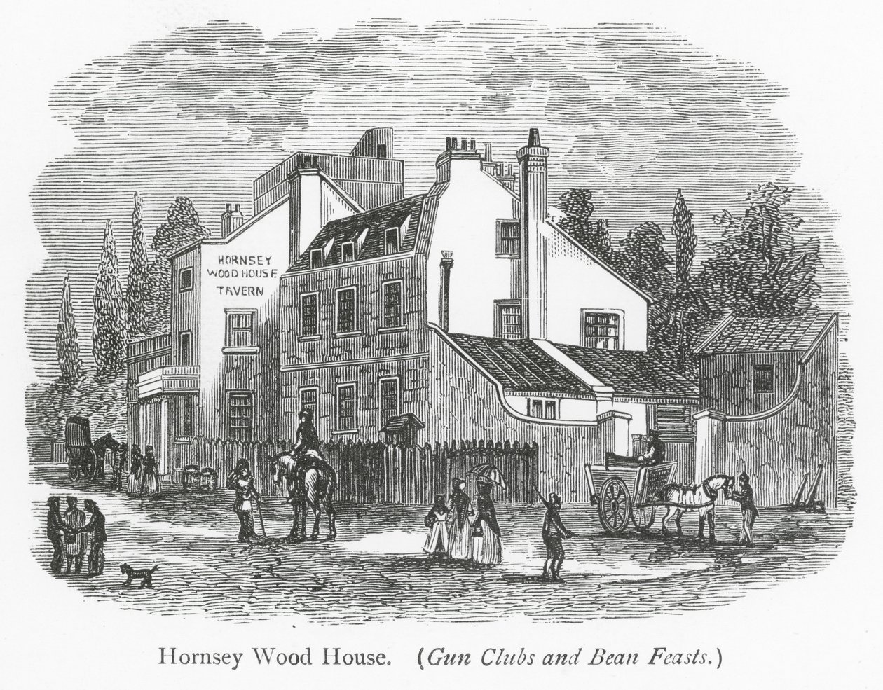 Londra Kulüpleri: Hornsey Wood House (gravür) by English School