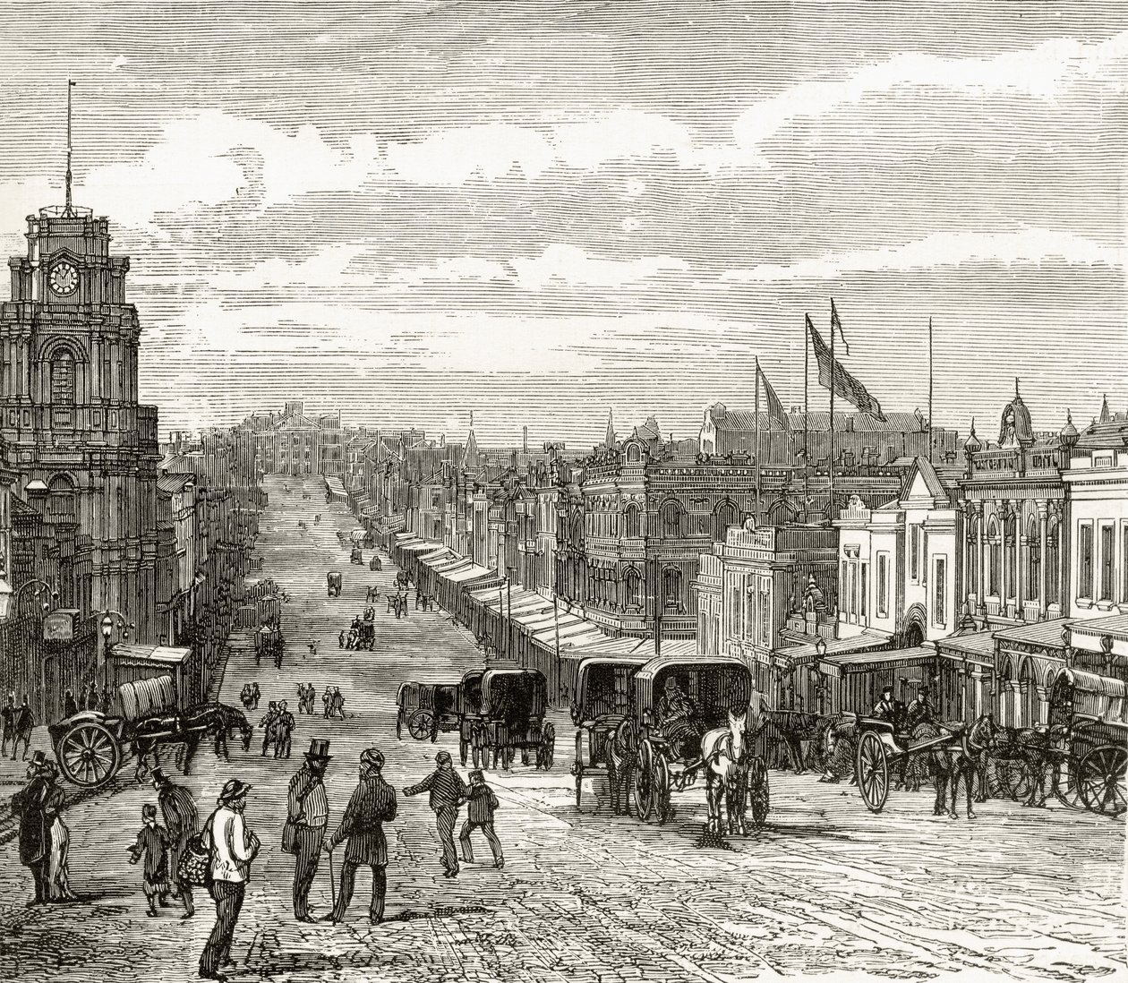 Doğuya Bakmak Bourke Street, Melbourne, 1880 dolayları, Howard Willoughby