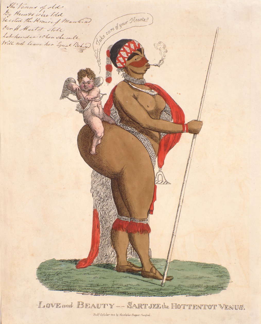 Aşk ve Güzellik - Sartjee the Hottentot Venüs, 1810 (el boyaması gravür) by English School