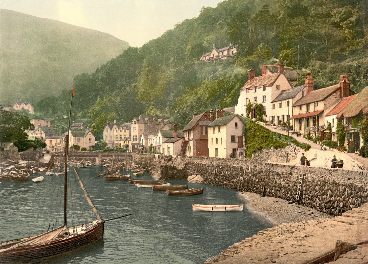Lynmouth Limanı (el renginde fotoğraf) by English School